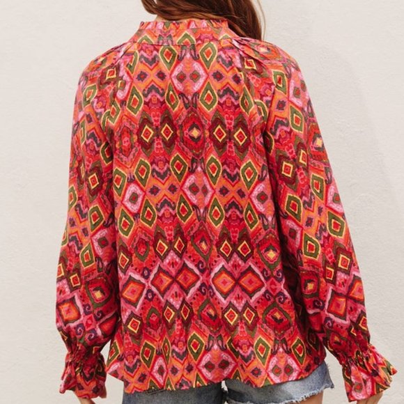 Positano Ruffled Collar Button Down Blouse | New For 2024 - Picture 2 of 4